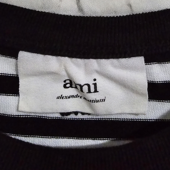 AMI Paris De Coeur Mariniere Long Sleeve Shirt Black/White Stripe size S - Picture 8 of 11